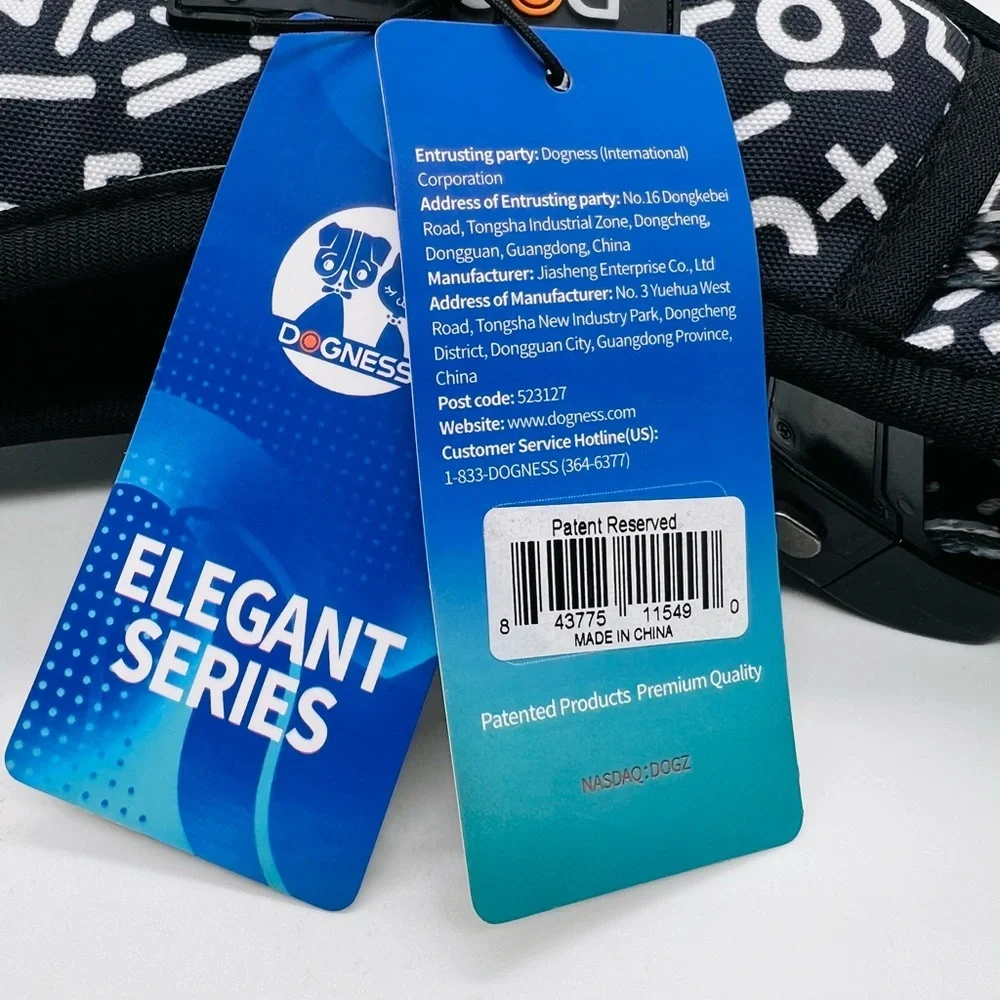 Dogness Dog Harness Elegant Series - Black & White Pattern Size XL NWT